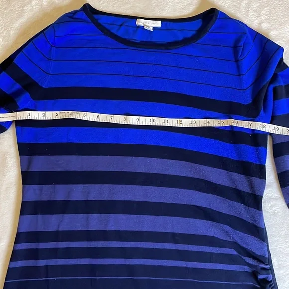 New York & Co Blue Gradient Striped Sweater with Zipper Side size Large - Picture 5 of 10